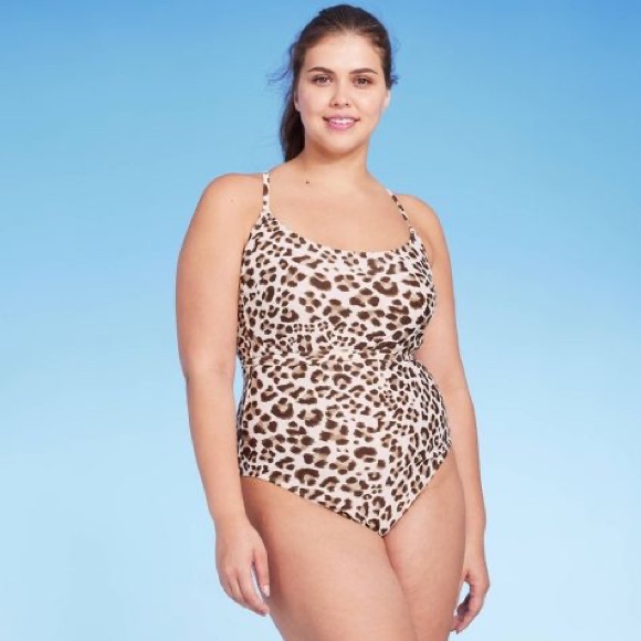 Kona Sol Leopard Print Wrap Belt Medium Coverage One Piece Swimsuit - Picture 3 of 11